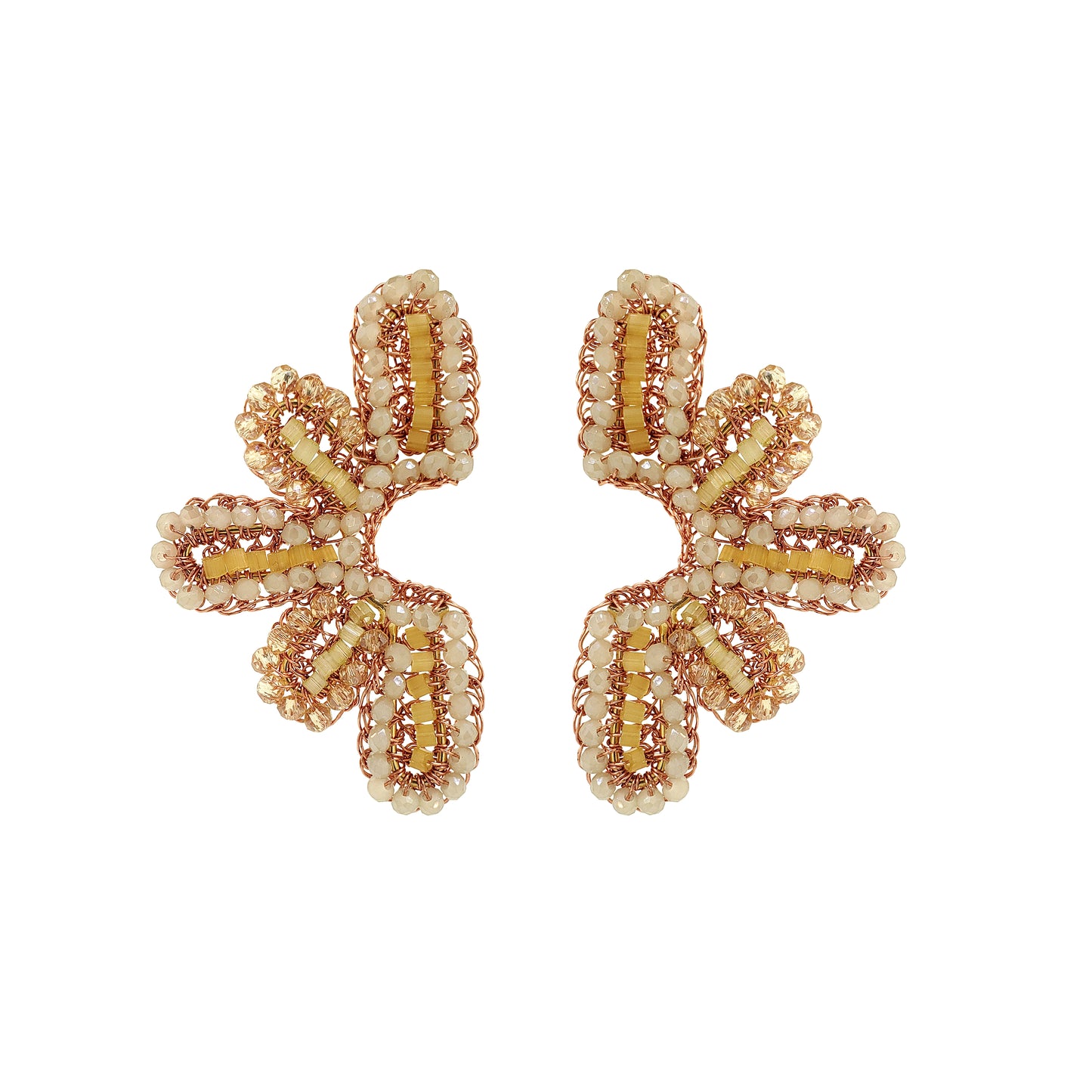 Butter Yellow Mix Solara Post Handmade Crochet Earrings