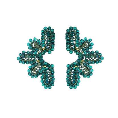Teal Mix Solara Post Handmade Crochet Earrings
