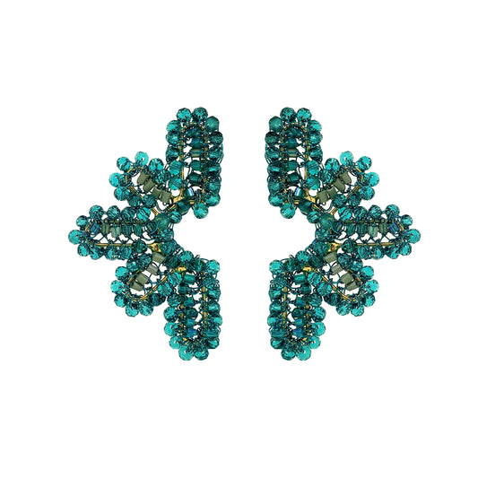 Teal Mix Solara Post Handmade Crochet Earrings