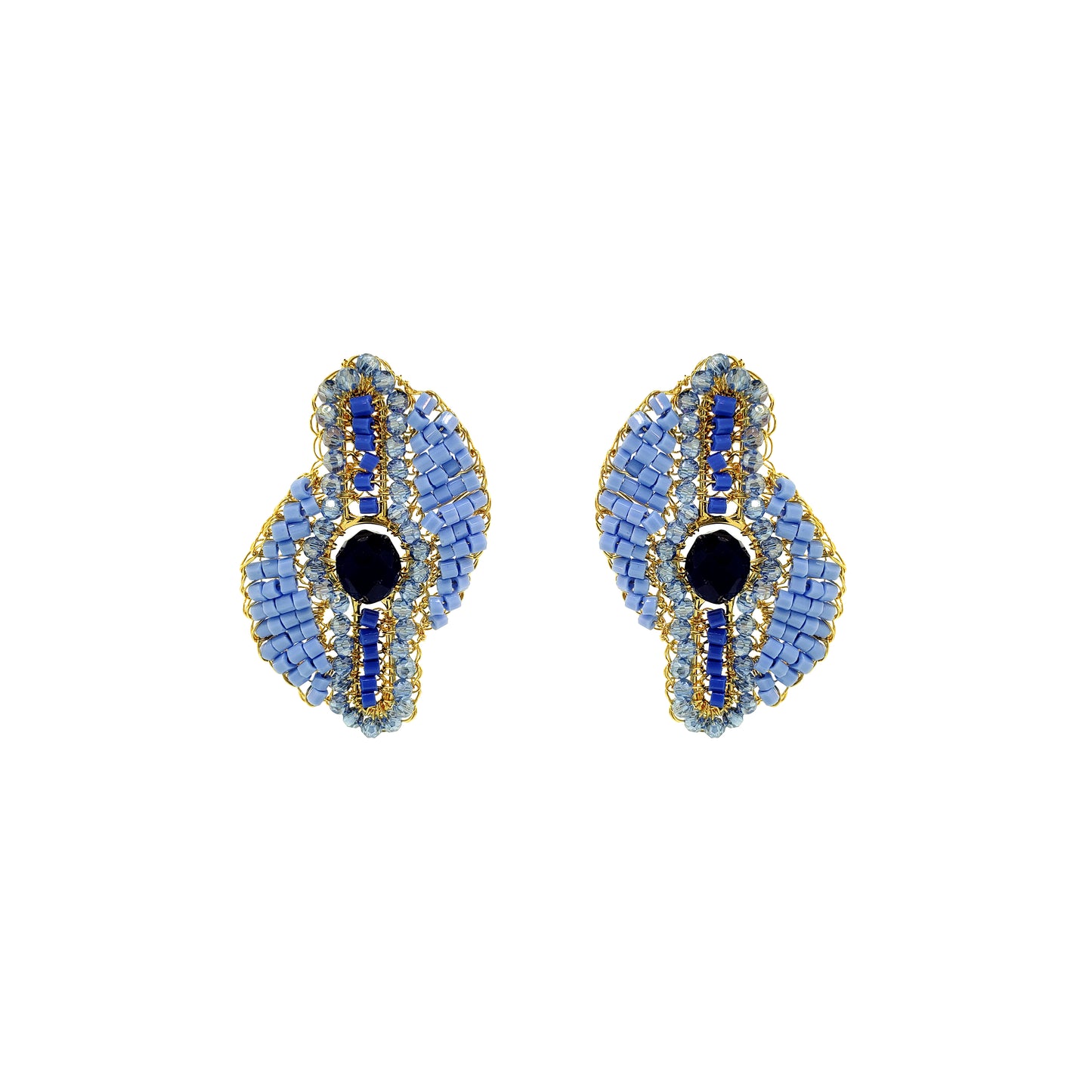 Sky Blue Mix Eos Maxi Handmade Crochet Earrings
