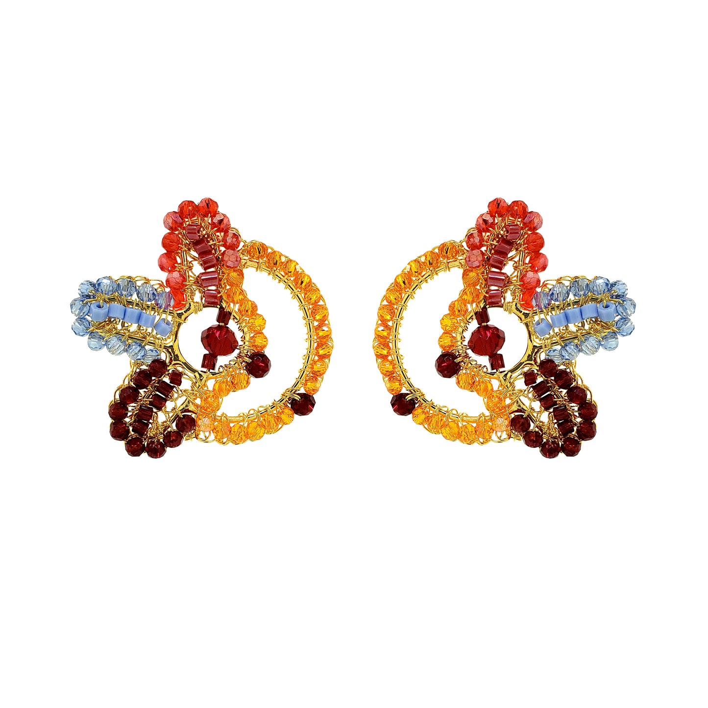 Sunrise Mix Solara Circle Handmade Crochet Earrings
