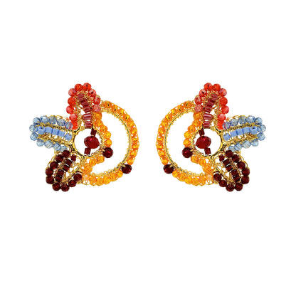 Sunrise Mix Solara Circle Handmade Crochet Earrings