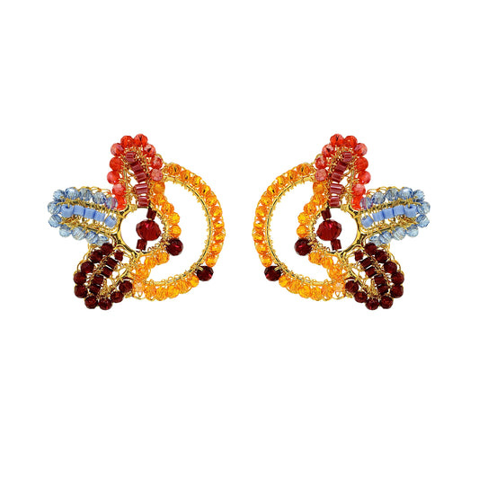 Sunrise Mix Solara Circle Handmade Crochet Earrings