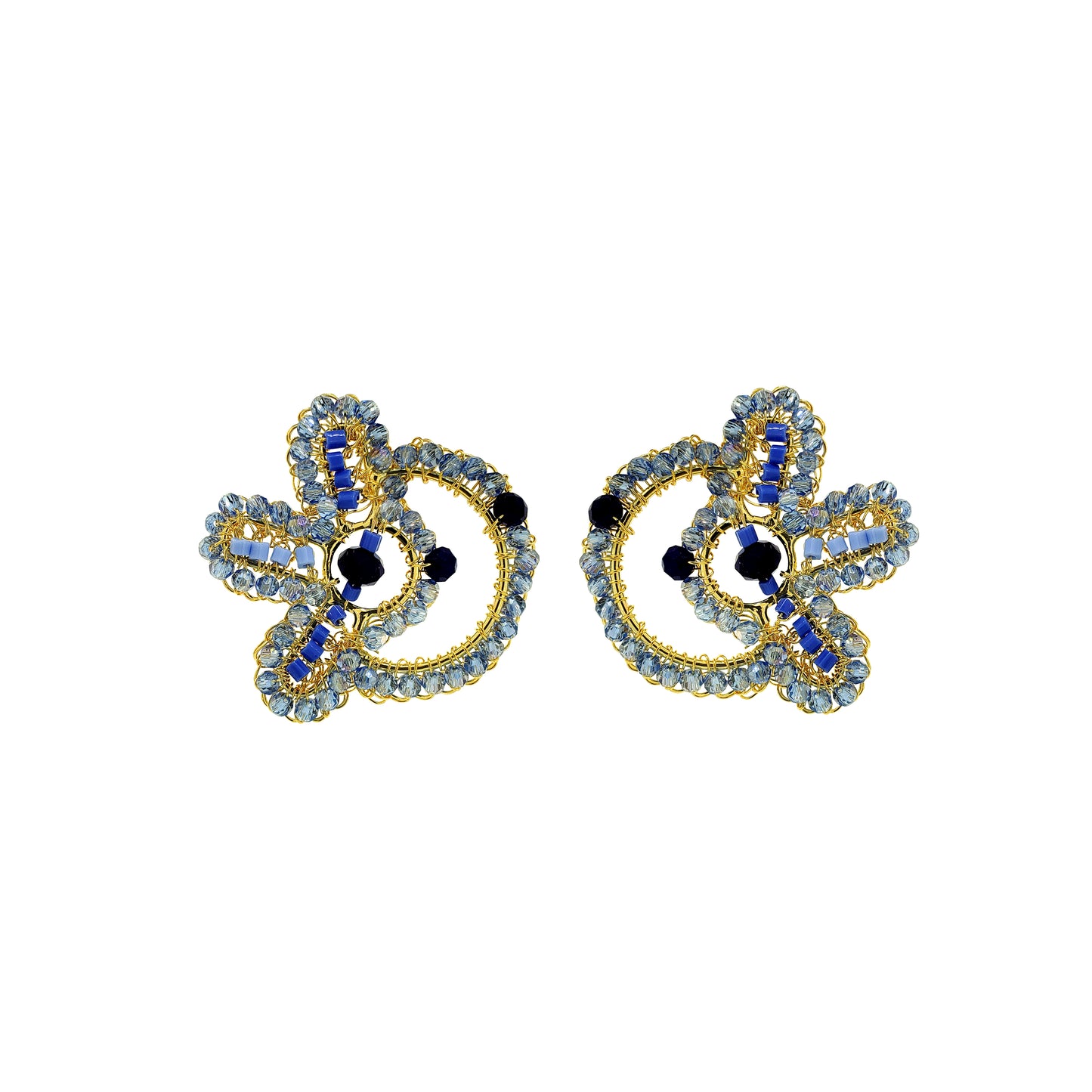 Sky Blue Mix Solara Circle Handmade Crochet Earrings