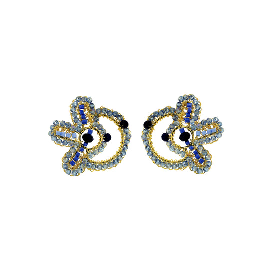 Sky Blue Mix Solara Circle Handmade Crochet Earrings