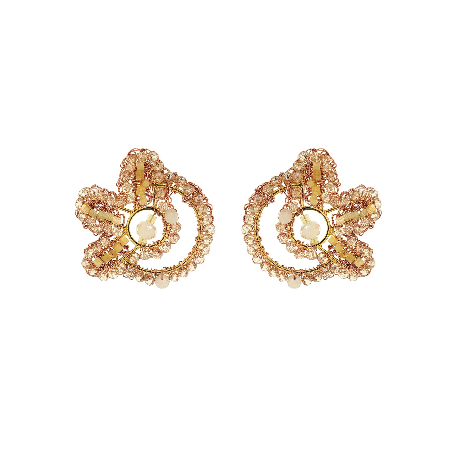 Butter Yellow Mix Solara Circle Handmade Crochet Earrings