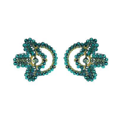 Teal Mix Solara Circle Handmade Crochet Earrings