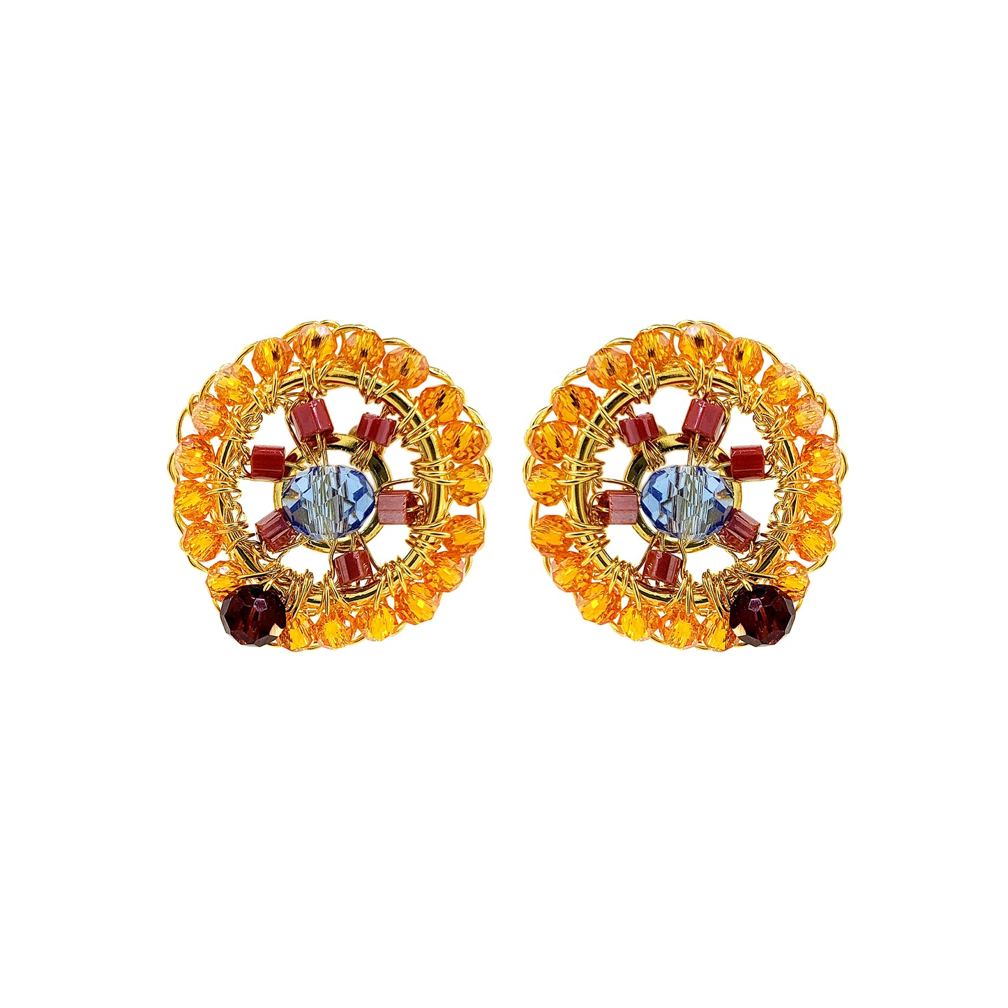 Sunrise Mix Chronos Mini Post Handmade Crochet Earrings