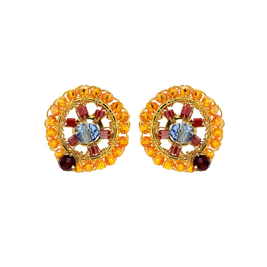 Sunrise Mix Chronos Mini Post Handmade Crochet Earrings