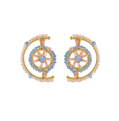 Soft Pink & Blue Mix Chronos Maxi Post Handmade Crochet Earrings