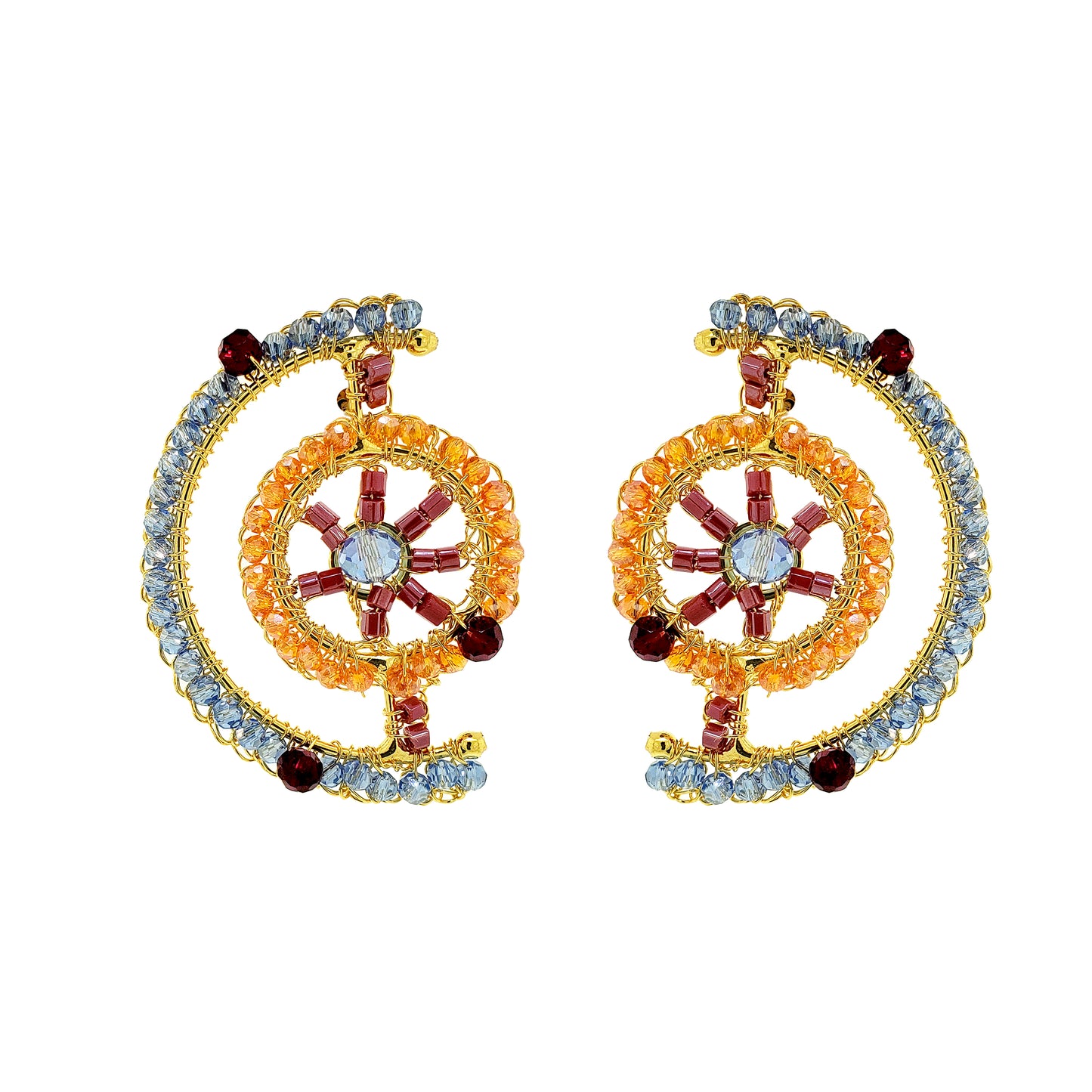 Sunrise Mix Chronos Maxi Post Handmade Crochet Earrings