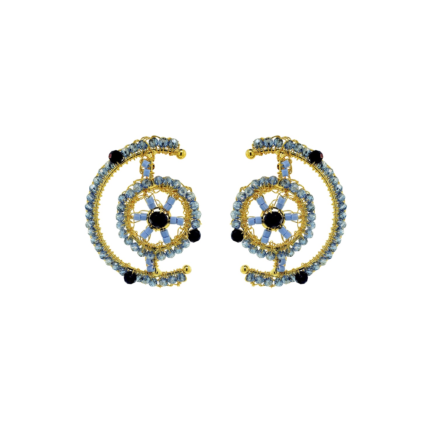 Sky Blue Mix Chronos Maxi Post Handmade Crochet Earrings