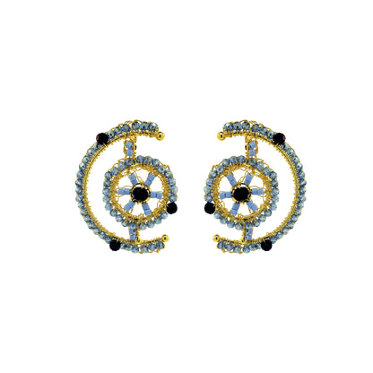 Sky Blue Mix Chronos Maxi Post Handmade Crochet Earrings