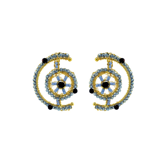 Sky Blue Mix Chronos Maxi Post Handmade Crochet Earrings