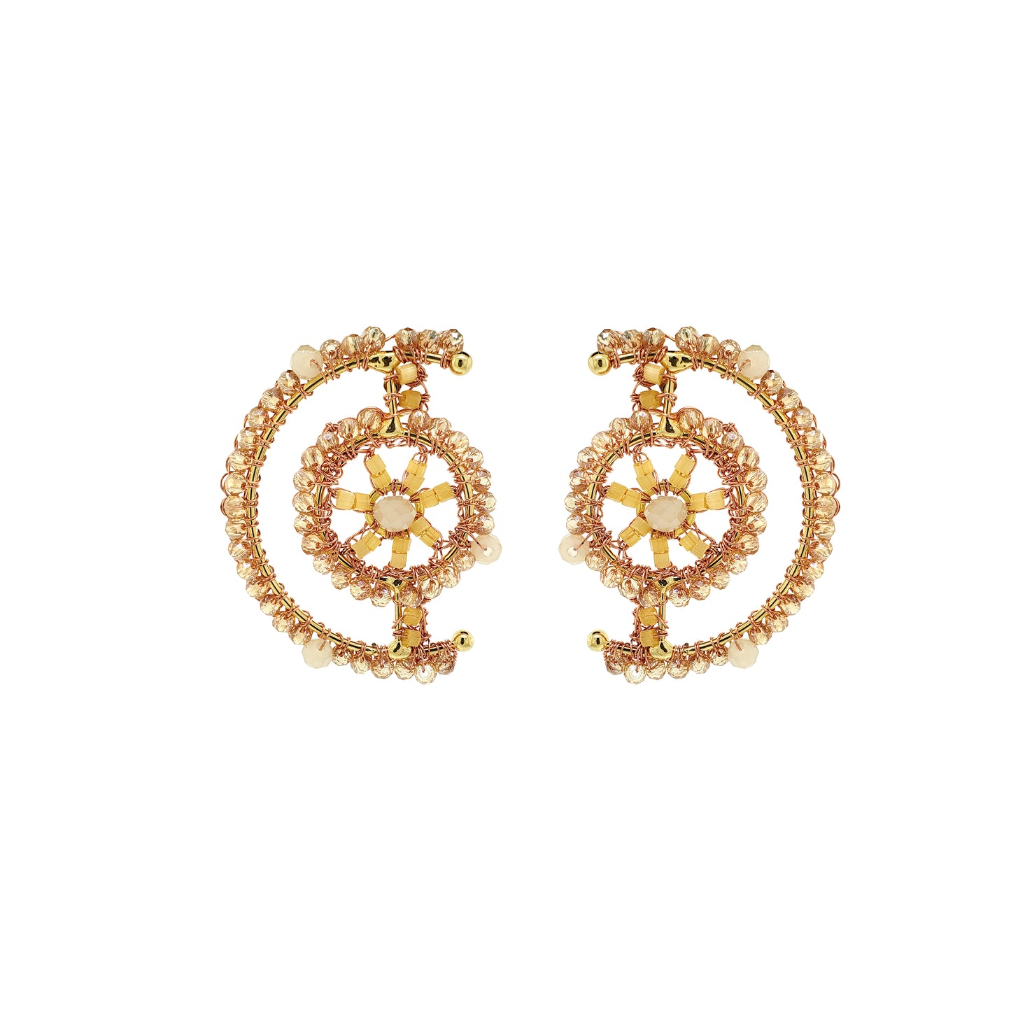 Butter Yellow Mix Chronos Maxi Post Handmade Crochet Earrings