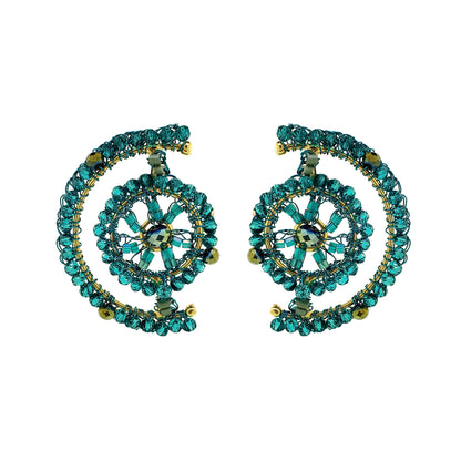 Teal Mix Chronos Maxi Post Handmade Crochet Earrings