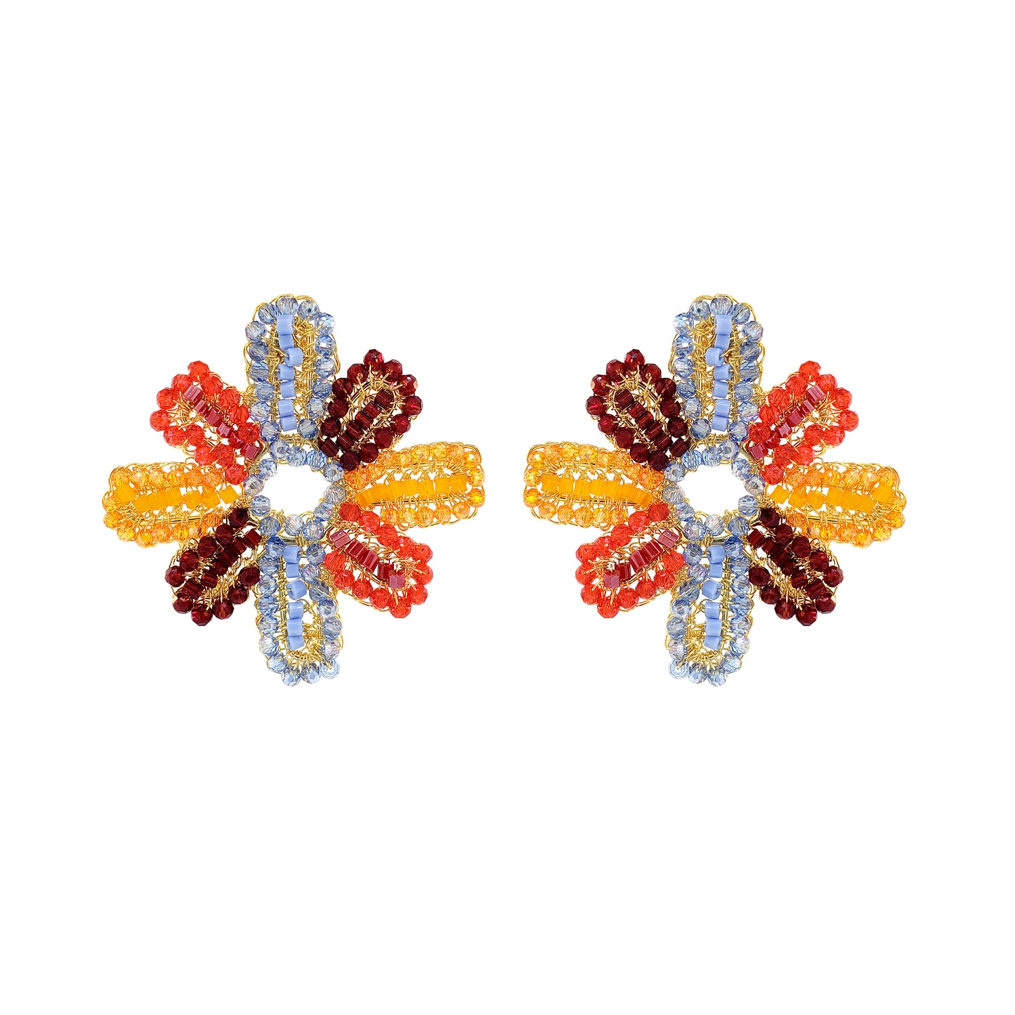 Sunrise Mix Solara Maxi Post Handmade Crochet Earrings