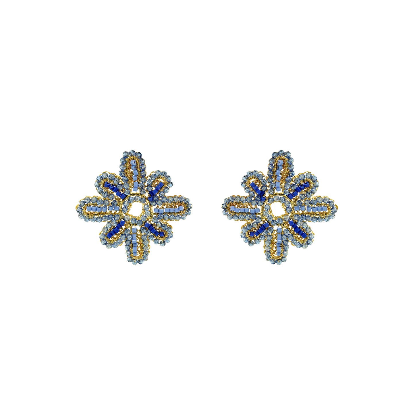 Sky Blue Mix Solara Maxi Post Handmade Crochet Earrings