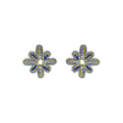 Sky Blue Mix Solara Maxi Post Handmade Crochet Earrings