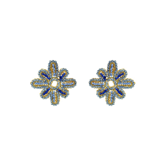 Sky Blue Mix Solara Maxi Post Handmade Crochet Earrings