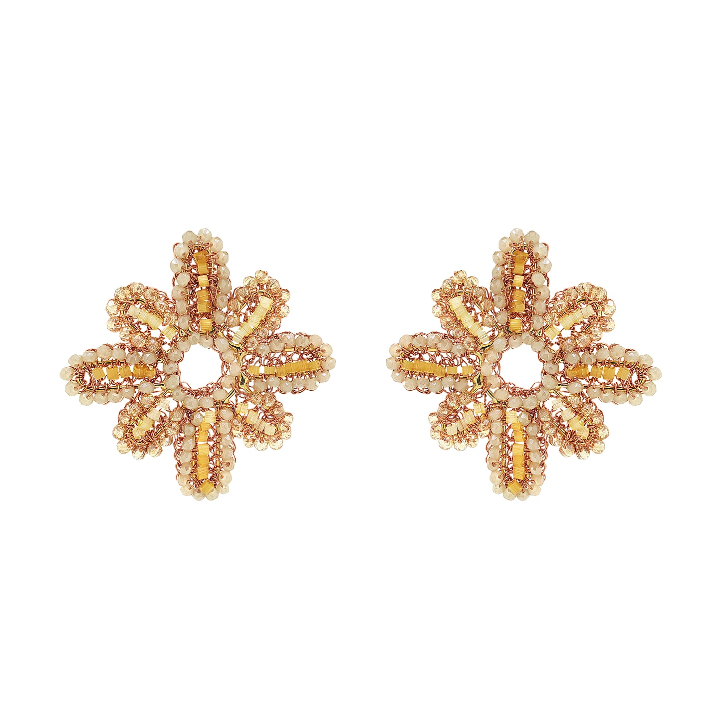 Butter Yellow Mix Solara Maxi Post Handmade Crochet Earrings