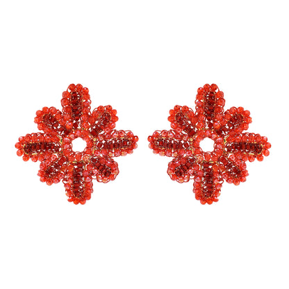 Red Velvet Mix Solara Maxi Post Handmade Crochet Earrings