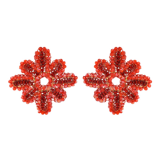 Red Velvet Mix Solara Maxi Post Handmade Crochet Earrings