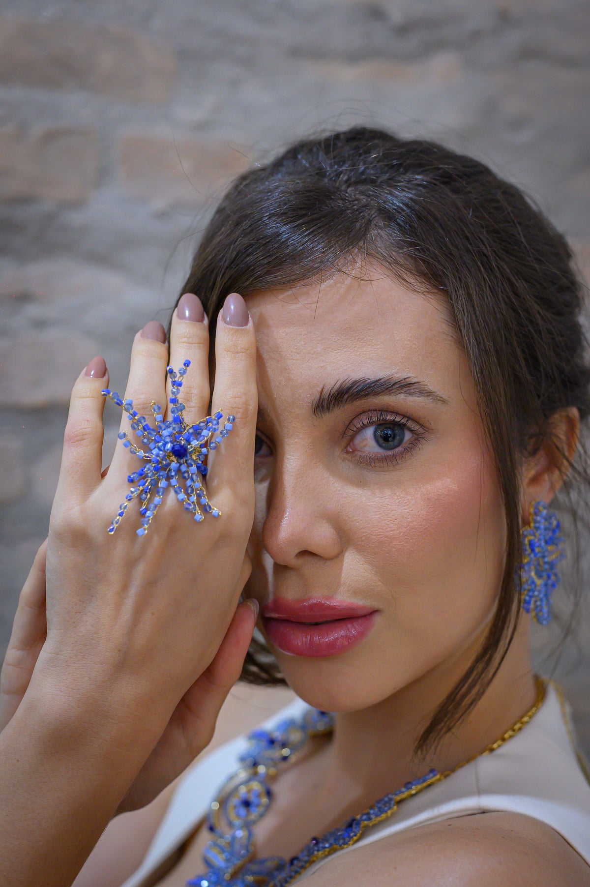 Sky Blue Mix Oceanus Handmade Crochet Ring