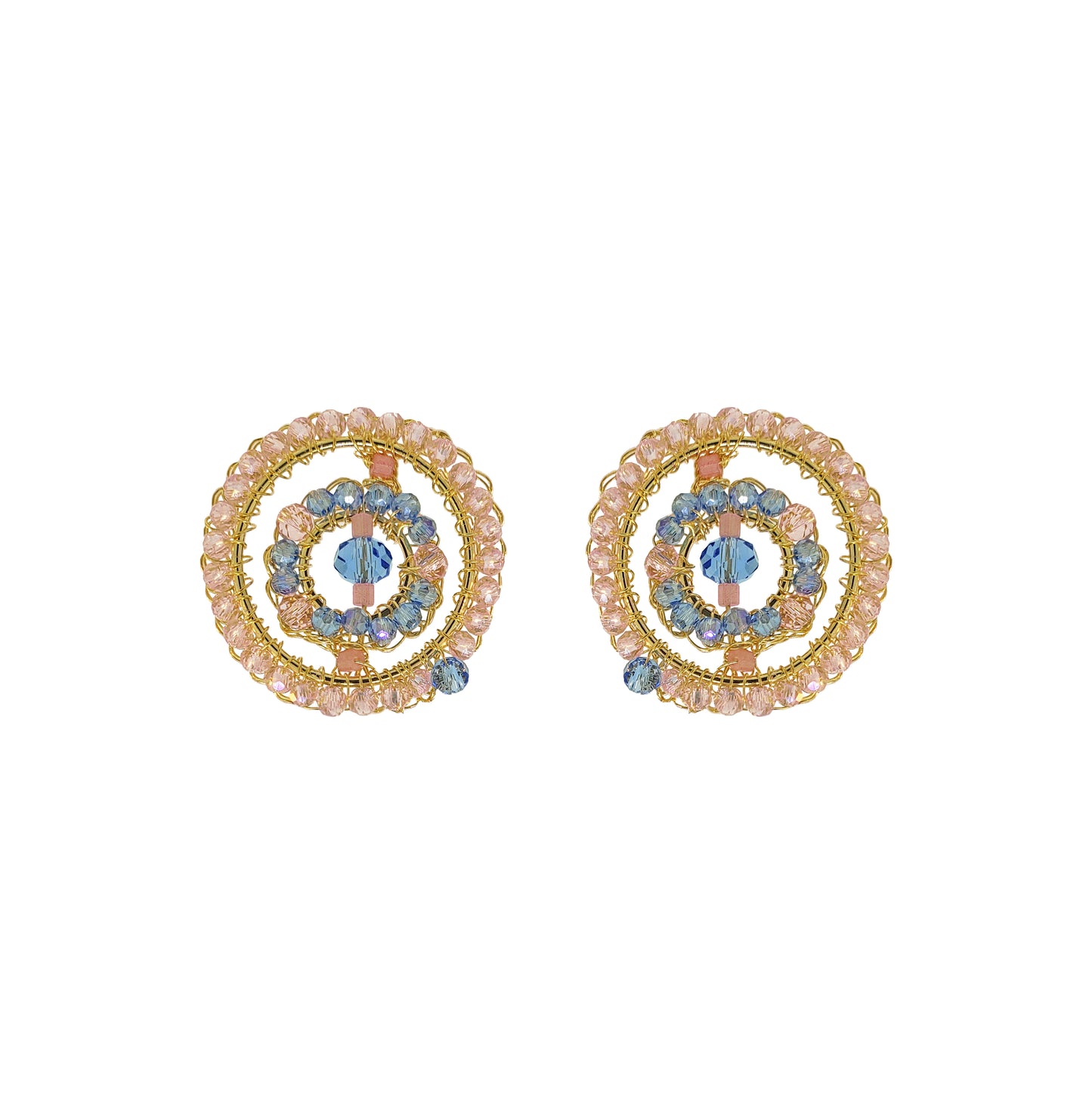 Soft Pink & Blue Mix Chronos Post Handmade Crochet Earrings