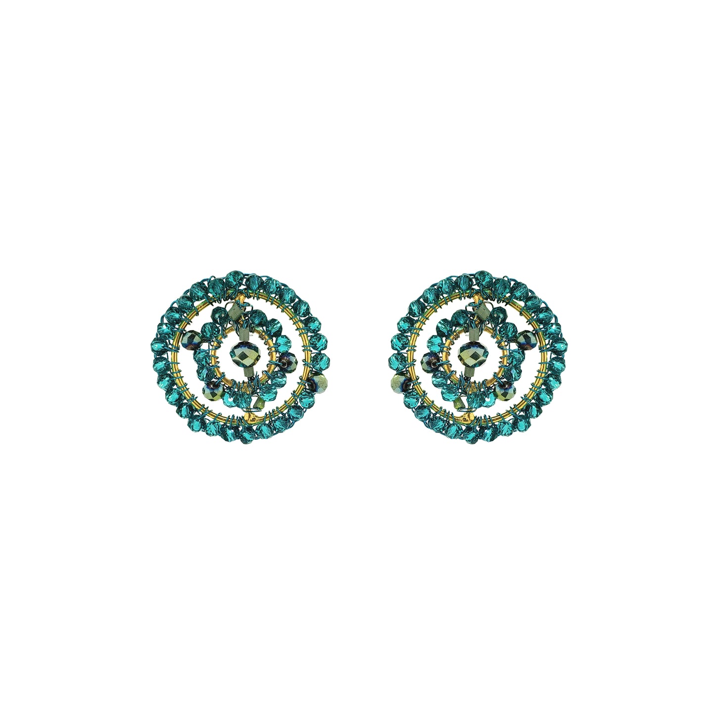 Teal Mix Chronos Post Handmade Crochet Earrings