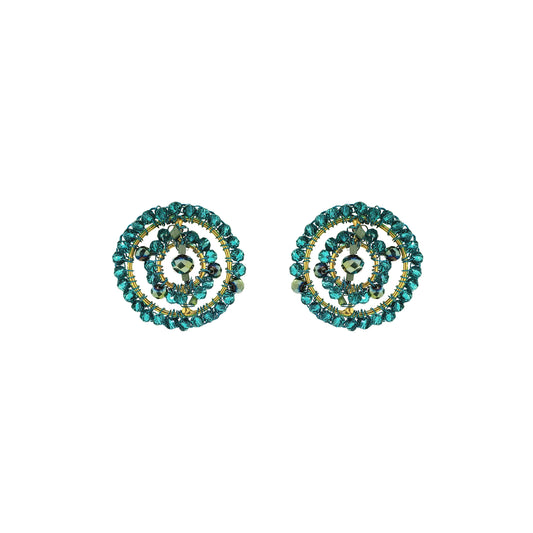 Teal Mix Chronos Post Handmade Crochet Earrings