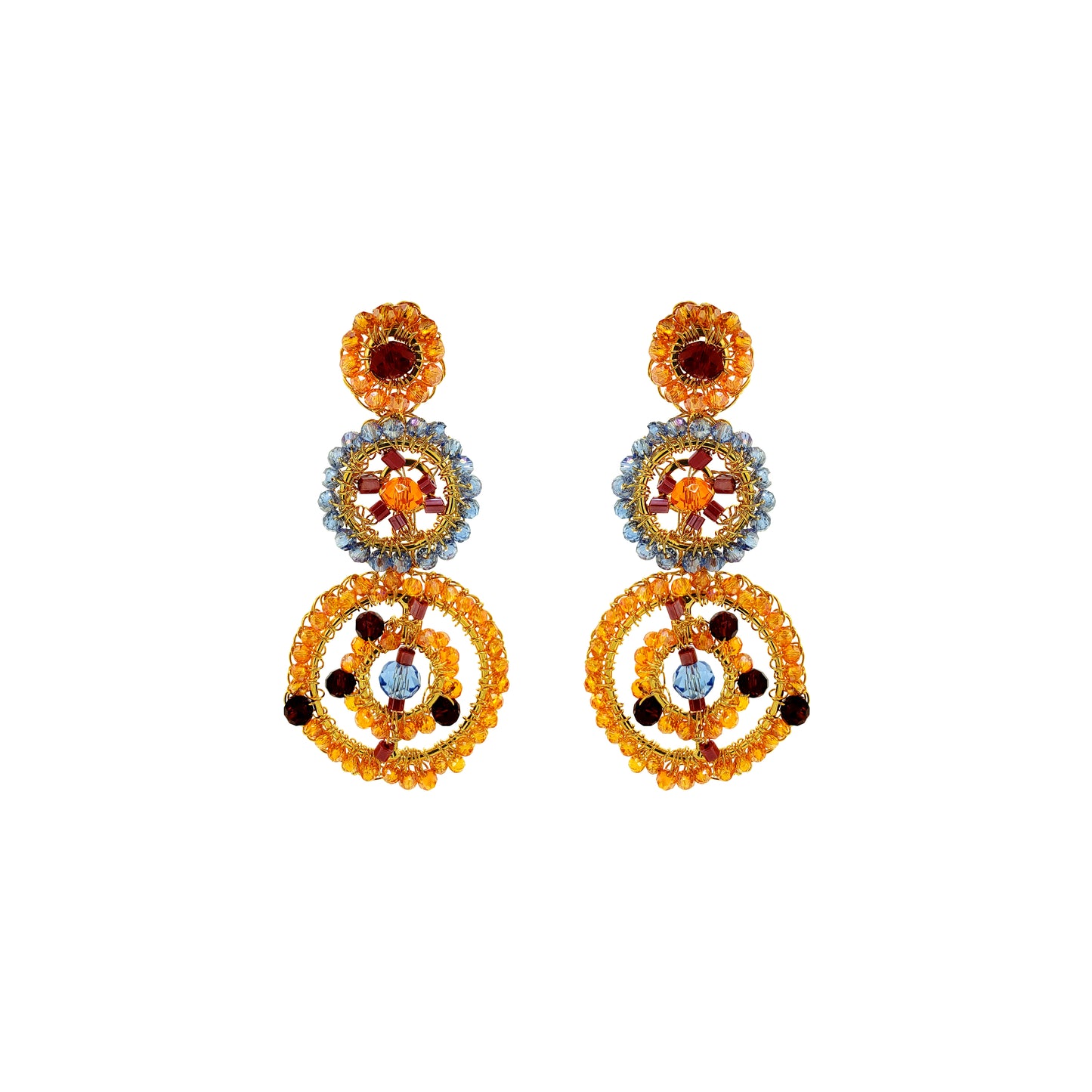 Sunrise Mix Chronos Trio Handmade Crochet Earrings