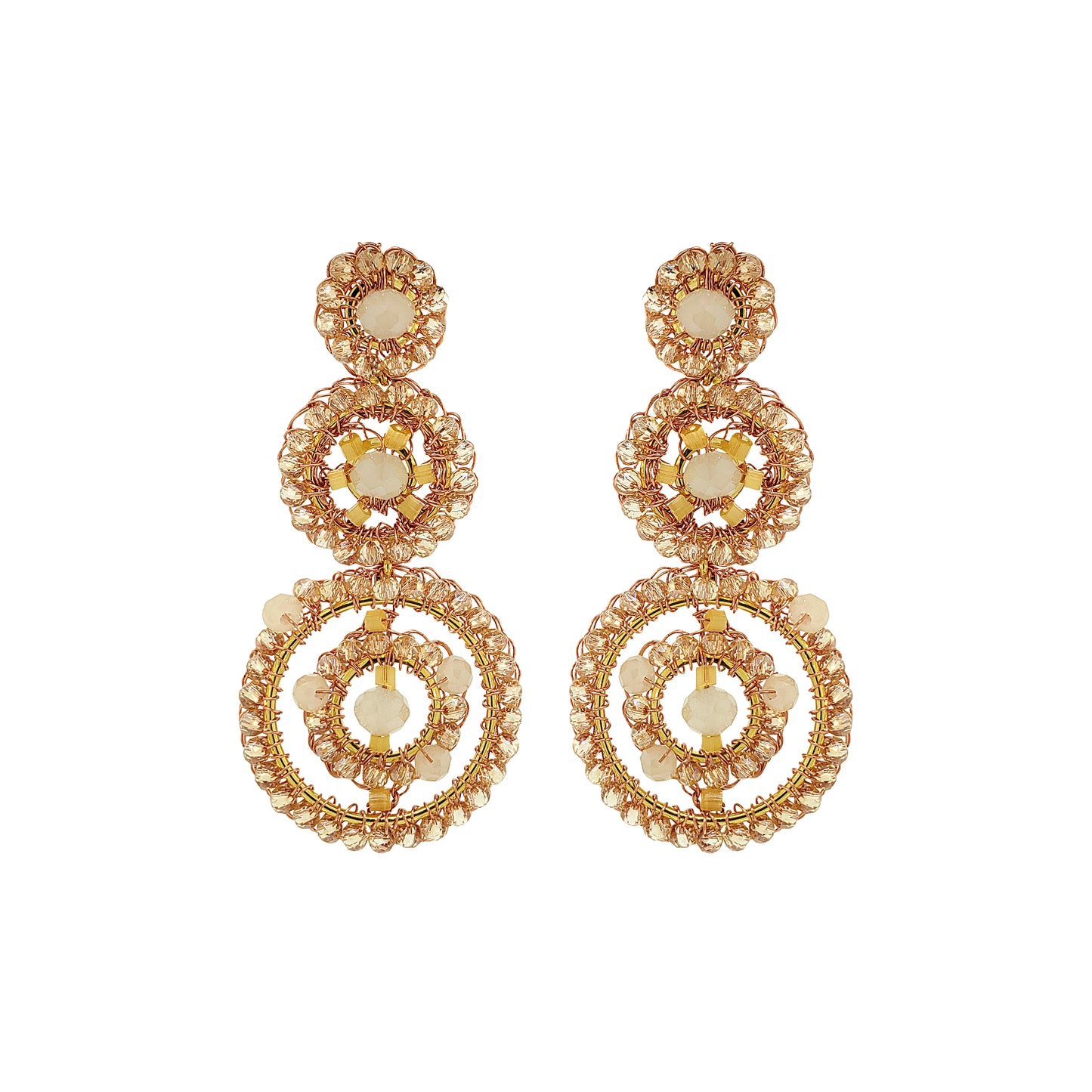 Butter Yellow Mix Chronos Trio Handmade Crochet Earrings