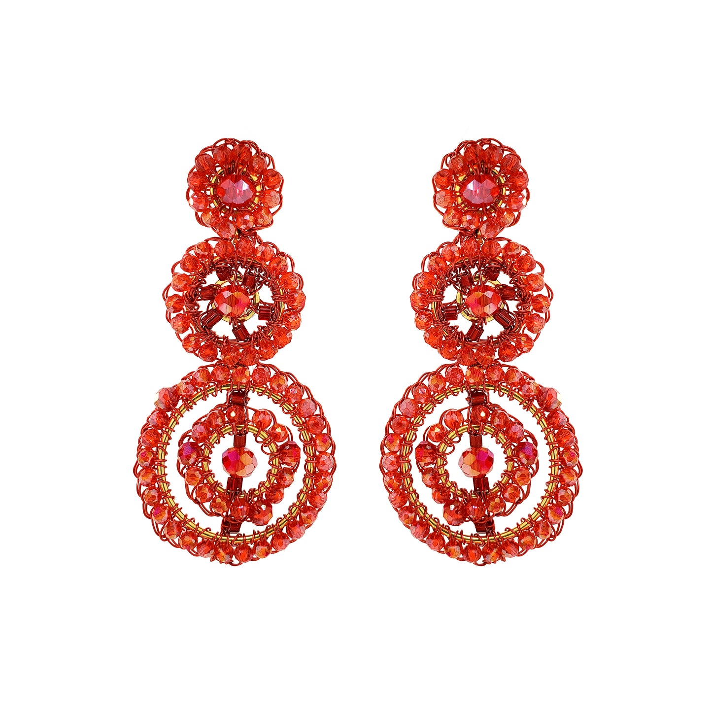Red Velvet Mix Chronos Trio Handmade Crochet Earrings