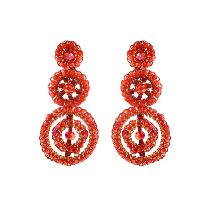 Red Velvet Mix Chronos Trio Handmade Crochet Earrings