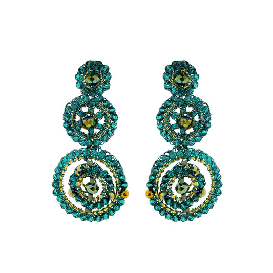 Teal Mix Chronos Trio Handmade Crochet Earrings