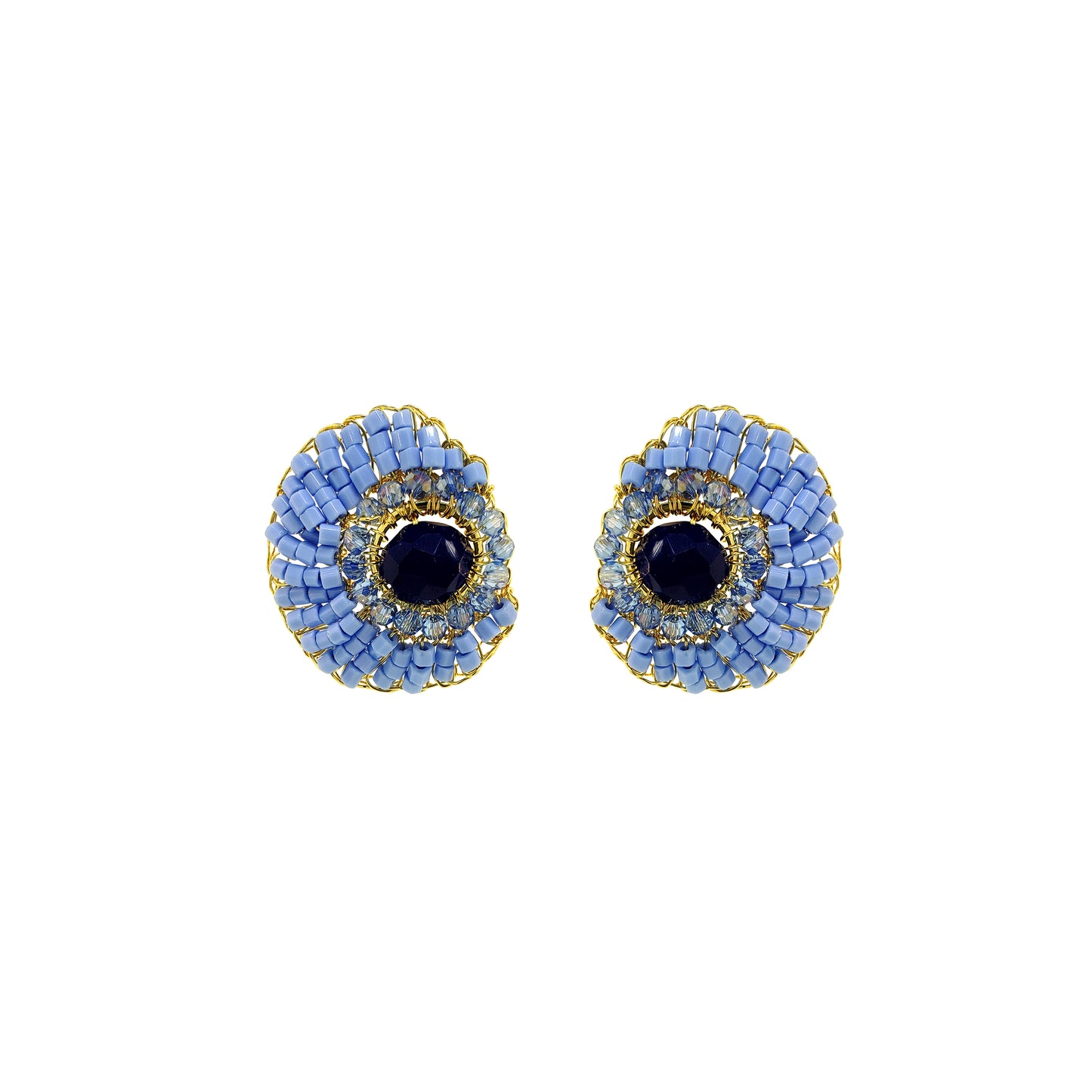Sky Blue Mix Eos Maxi Post Handmade Crochet Earrings
