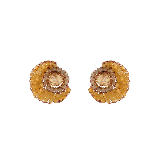 Butter Yellow Mix Eos Maxi Post Handmade Crochet Earrings