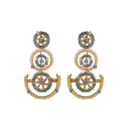 Soft Pink & Blue Mix Chronos Maxi Handmade Crochet Earrings