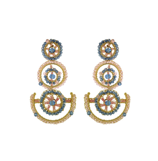 Soft Pink & Blue Mix Chronos Maxi Handmade Crochet Earrings