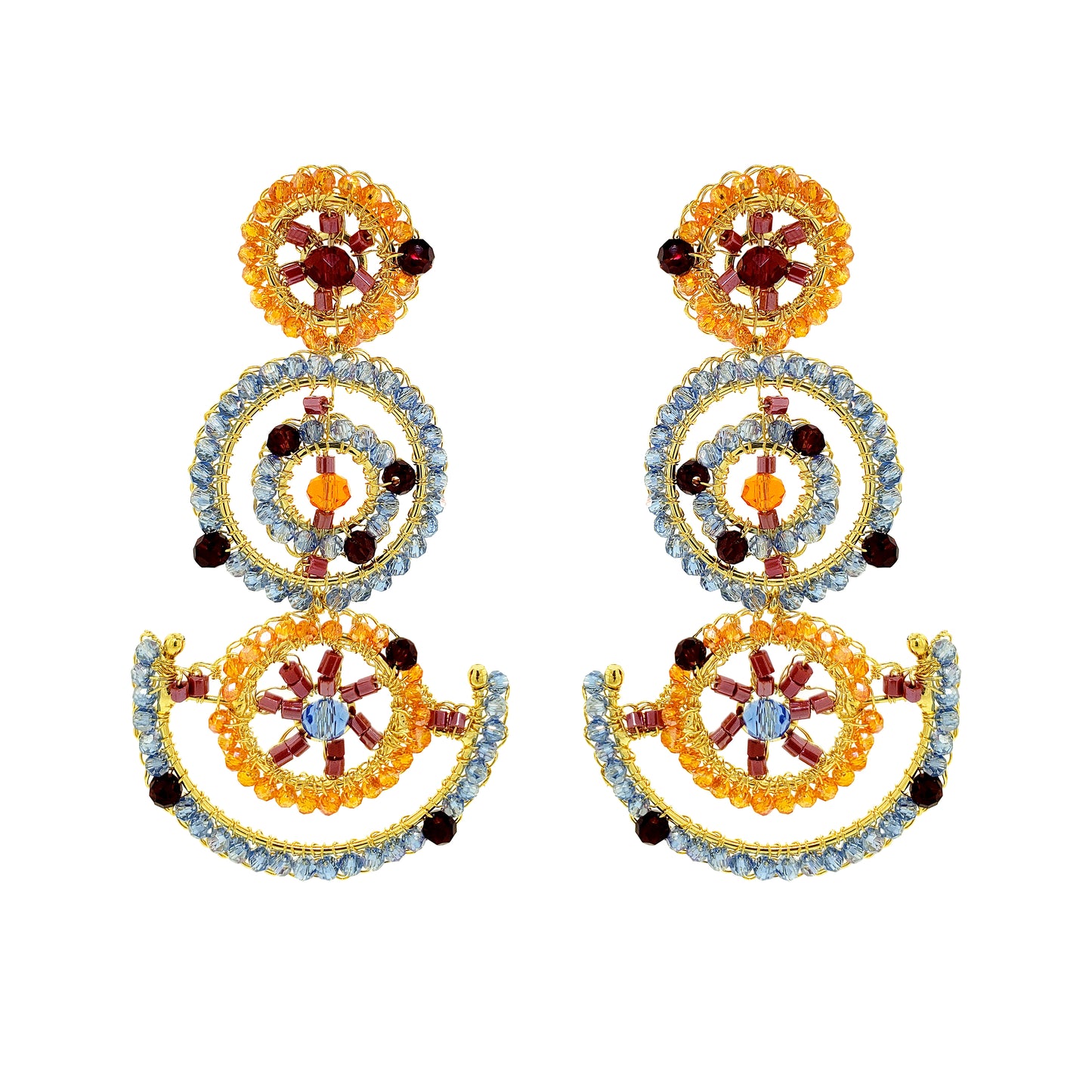 Sunrise Mix Chronos Maxi Handmade Crochet Earrings