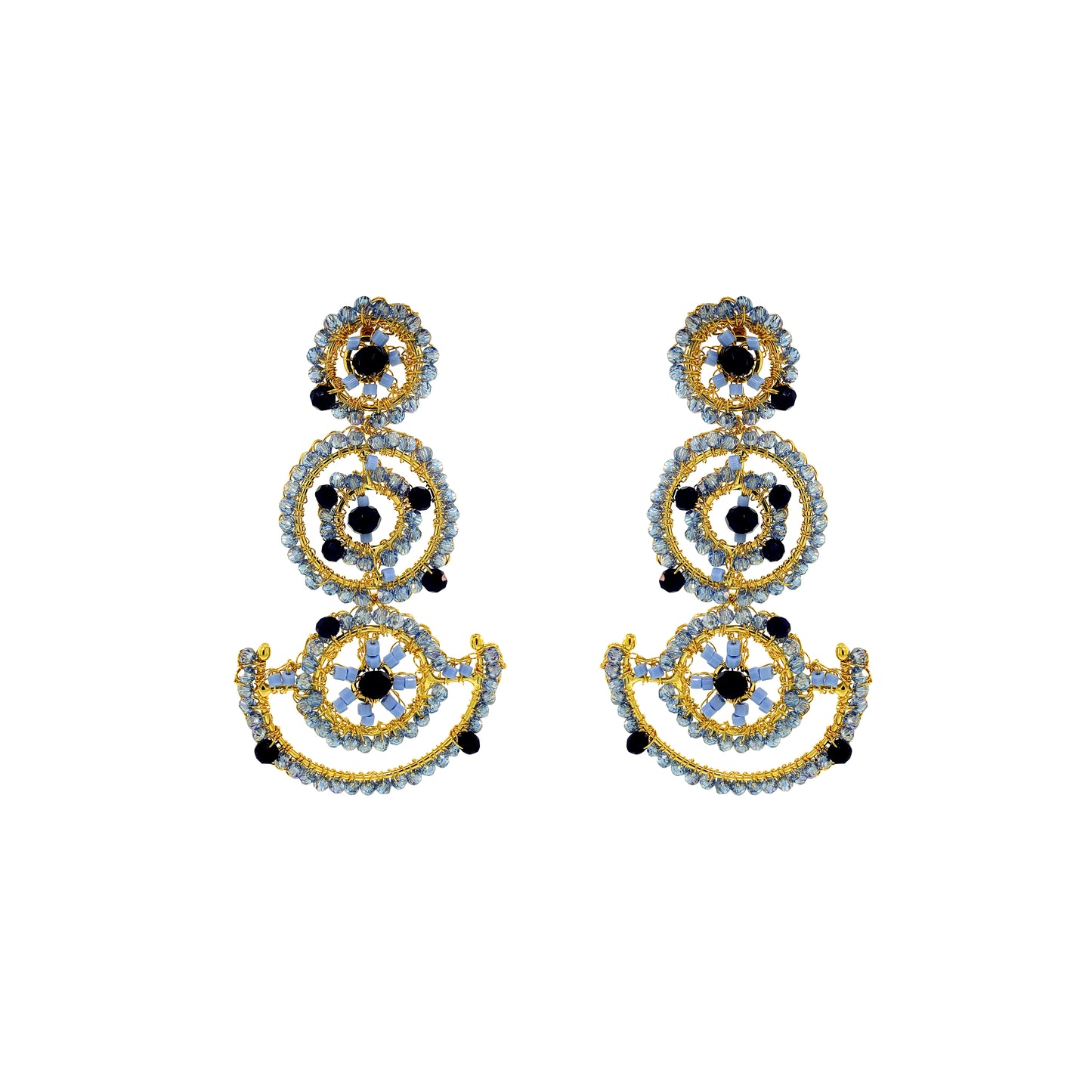 Sky Blue Mix Chronos Maxi Handmade Crochet Earrings