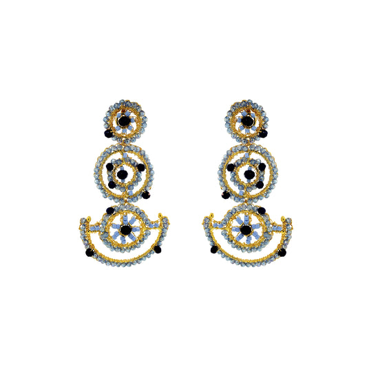 Sky Blue Mix Chronos Maxi Handmade Crochet Earrings