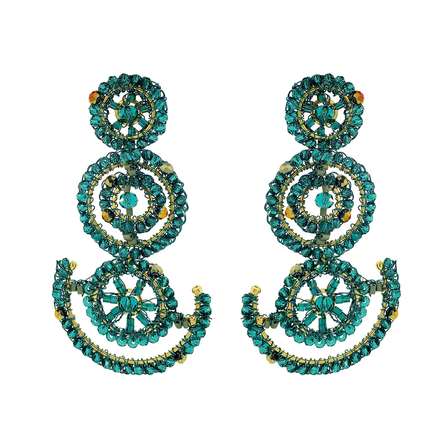 Teal Mix Chronos Maxi Handmade Crochet Earrings
