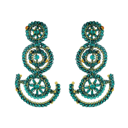 Teal Mix Chronos Maxi Handmade Crochet Earrings