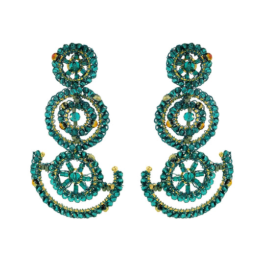 Teal Mix Chronos Maxi Handmade Crochet Earrings