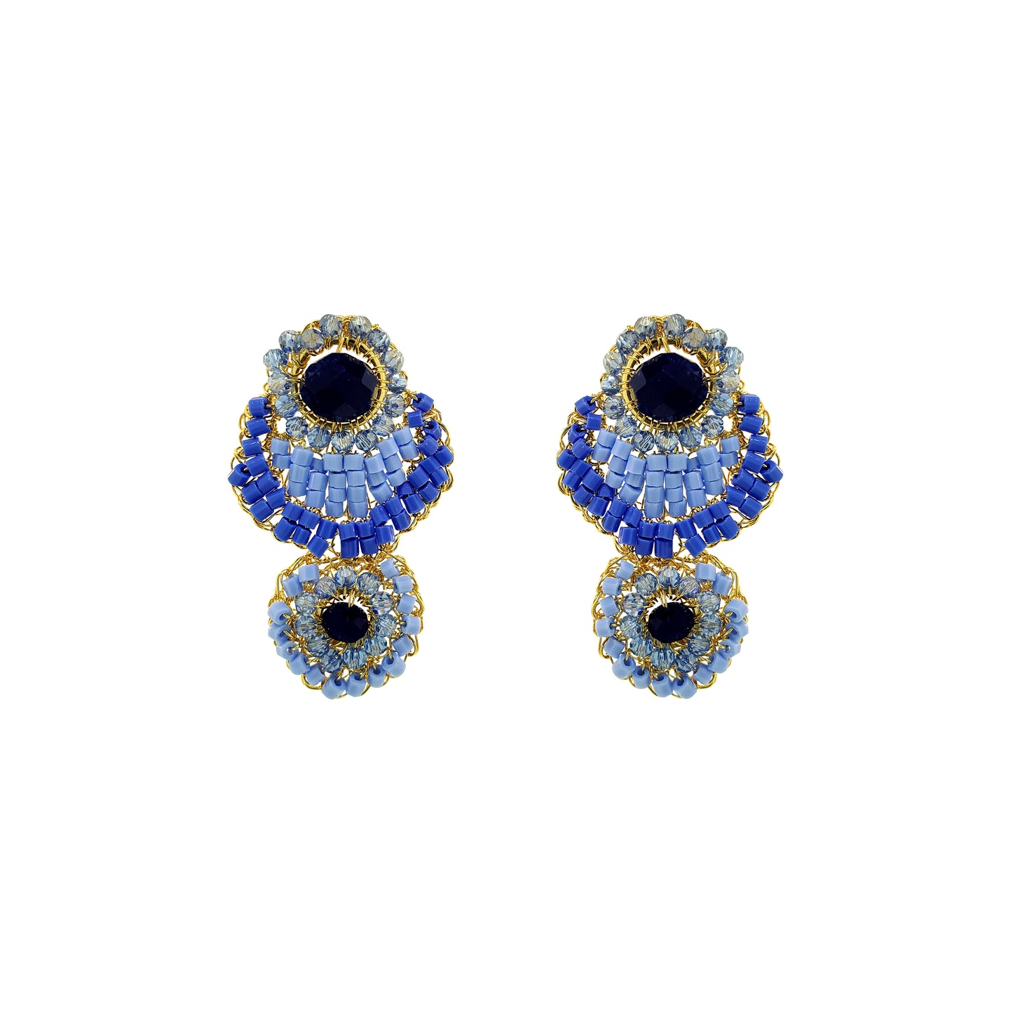 Sky Blue Mix Eos Duo Handmade Crochet Earrings