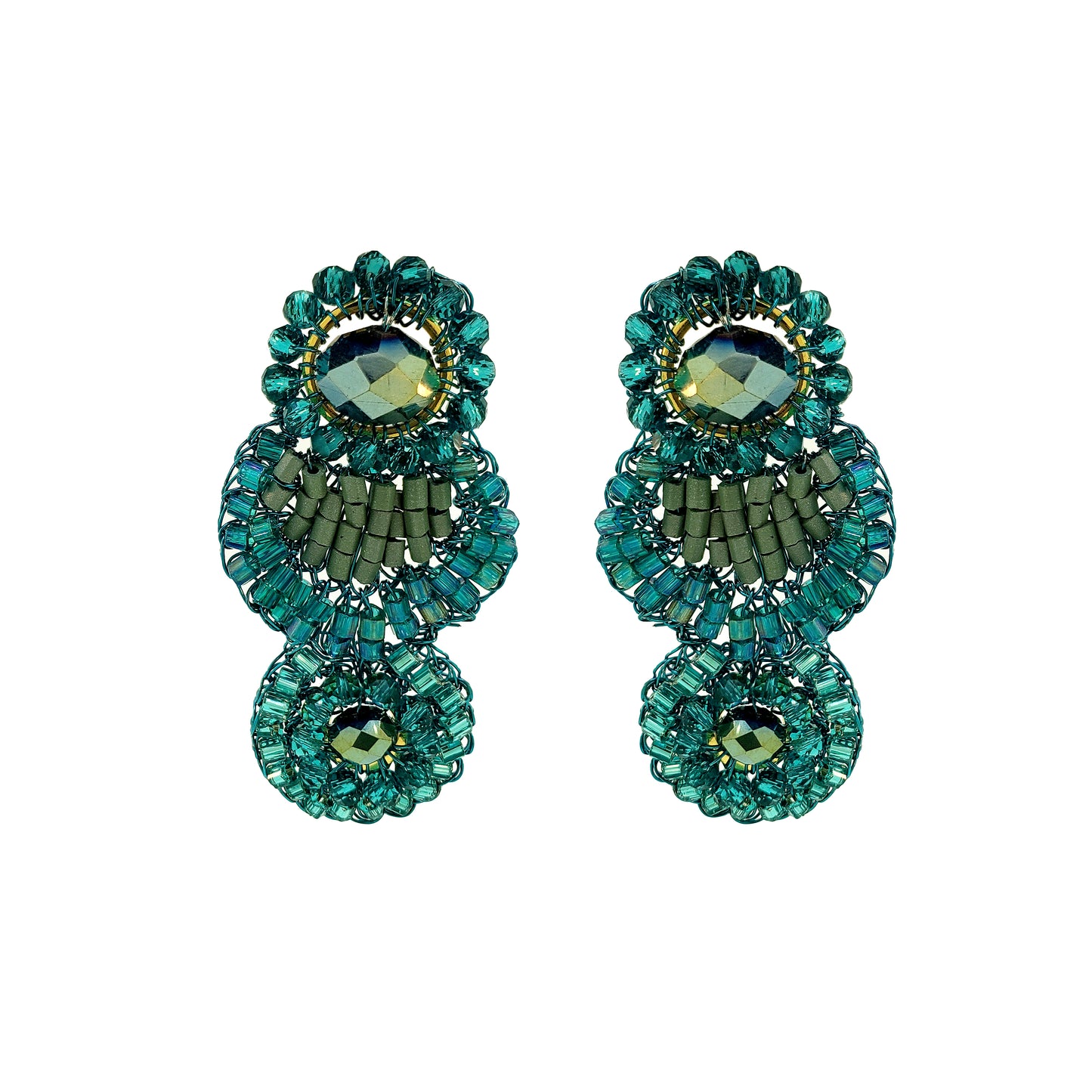 Teal Mix Eos Duo Handmade Crochet Earrings
