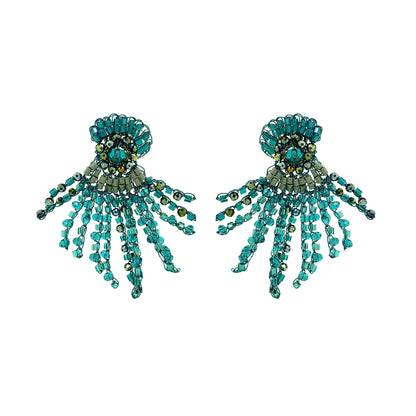 Teal Mix Oceanus Handmade Crochet Earrings