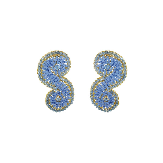 Sky Blue Mix Triton Handmade Crochet Earrings handmade-crochet-teardrop-with-unique-design-18k-gold-filled-wire-hypoallergenic-lightweight-statement